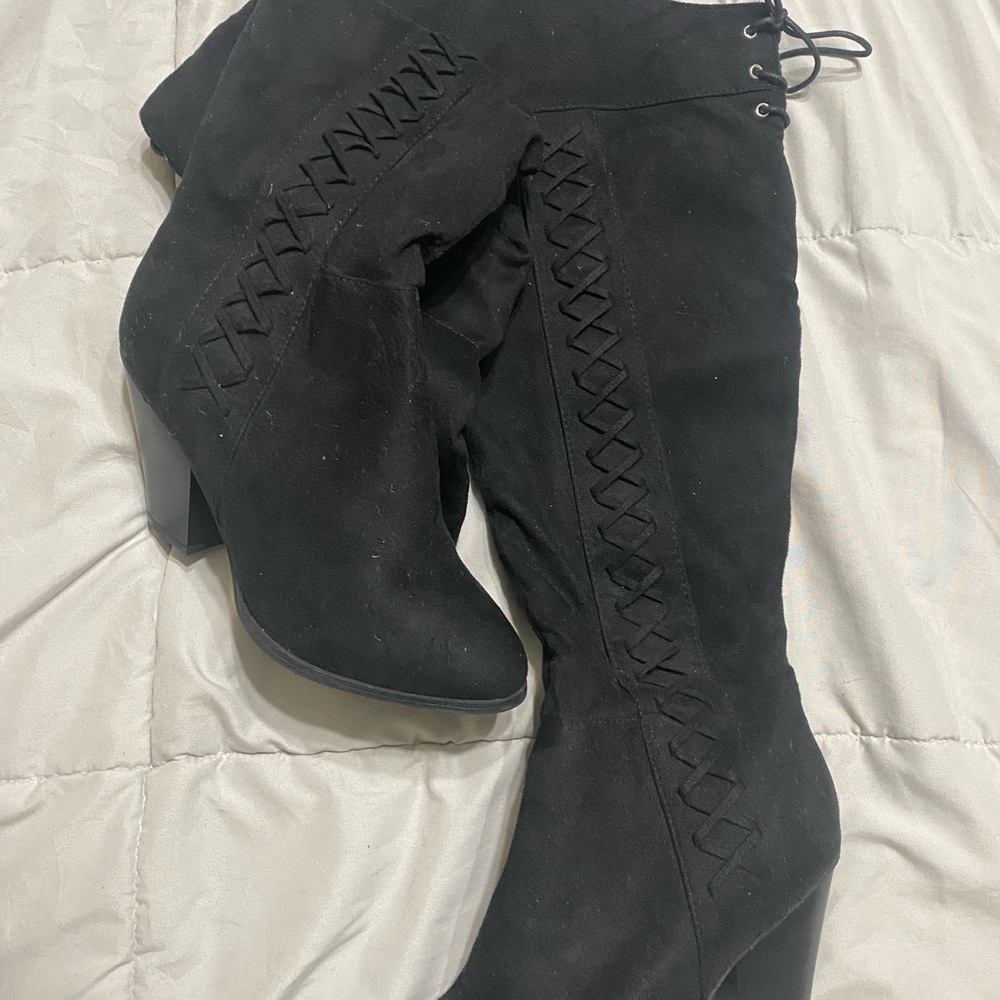 Journee Collection Black Over the Knee Boots